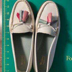 White Patent Leather Tasseled Loafers